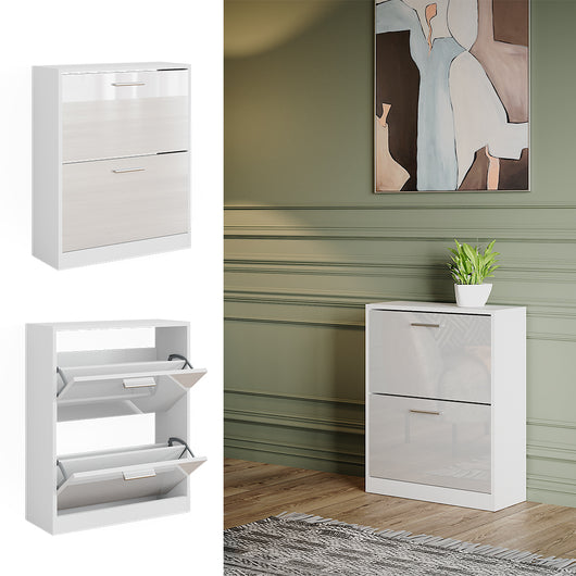 Vicco Mobile porta scarpe Bianco lucido 59 x 72.5 cm 2 scomparti