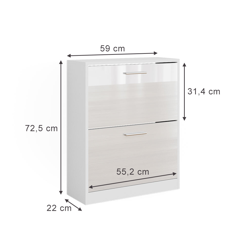 Vicco Mobile porta scarpe Bianco lucido 59 x 72.5 cm 2 scomparti