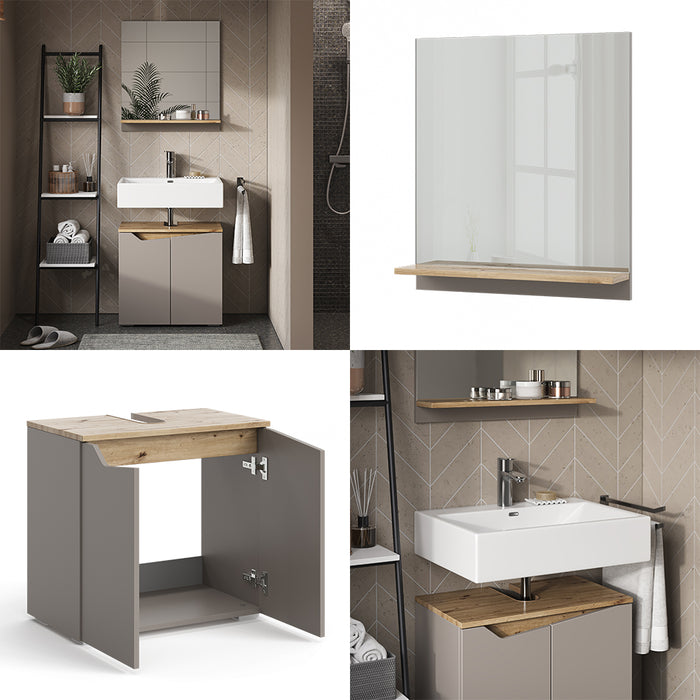 Vicco Combinazione di mobili da bagno Grigio 2 parti