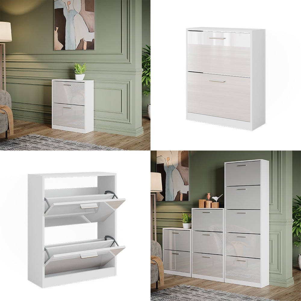 Vicco Mobile porta scarpe Bianco lucido 59 x 72.5 cm 2 scomparti