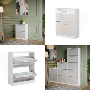 Vicco Mobile porta scarpe Bianco lucido 59 x 72.5 cm 2 scomparti