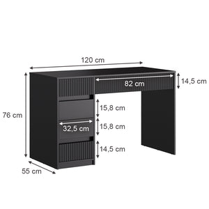 Vicco Scrivania Nero 120 x 55 cm con 5 cassetti