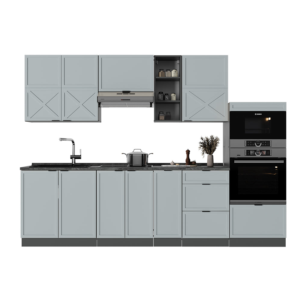 Vicco Cucina componibile Azzurro-grigio/antracite 280 cm , PL Antracite