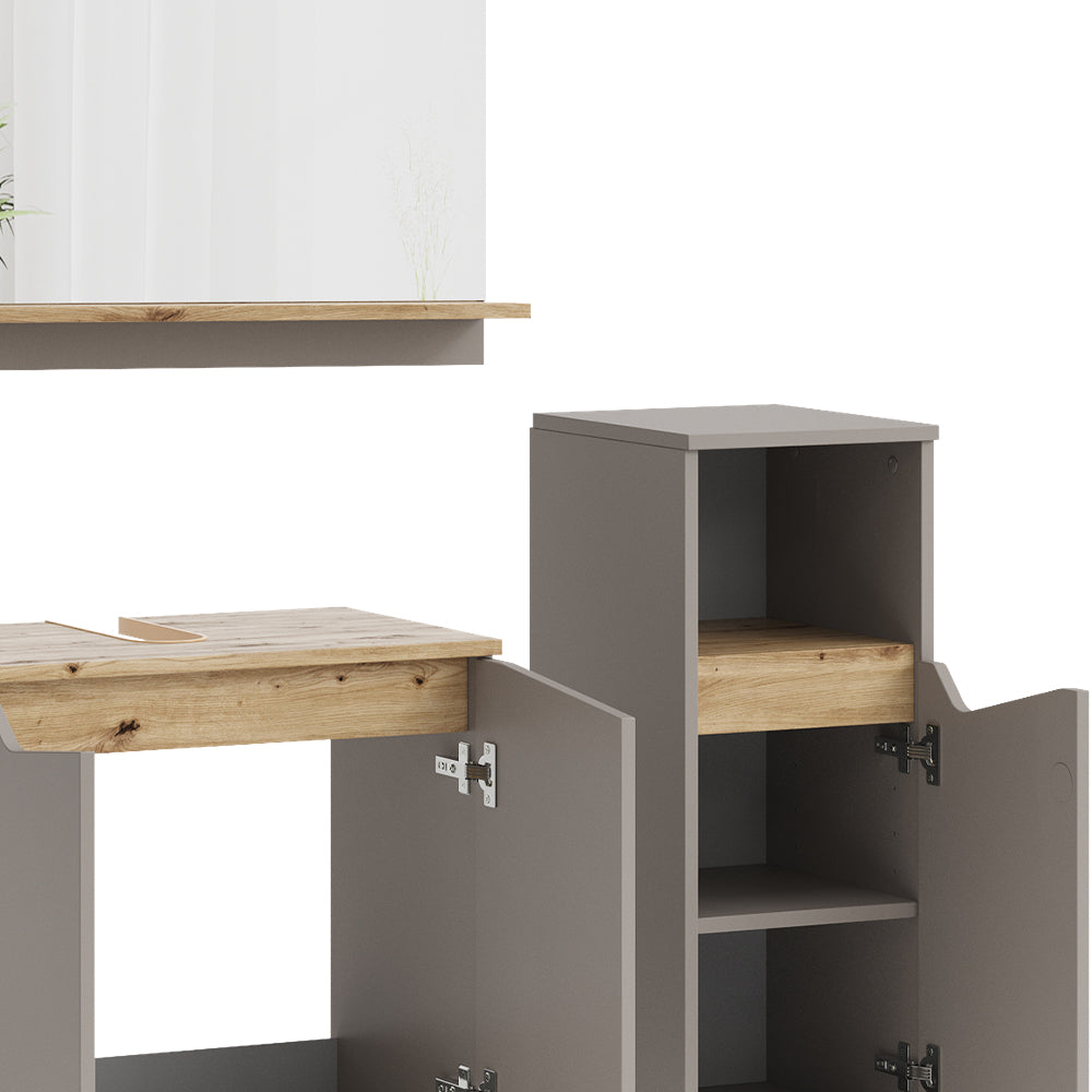 Vicco Mobiletto Grigio 3 pezzi, con cabinet midi