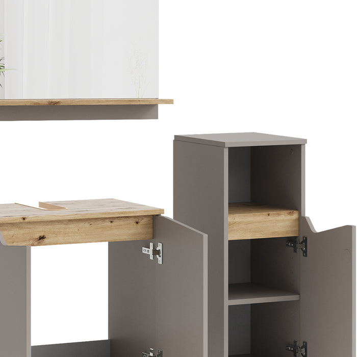 Vicco Mobiletto Grigio 3 pezzi, con cabinet midi