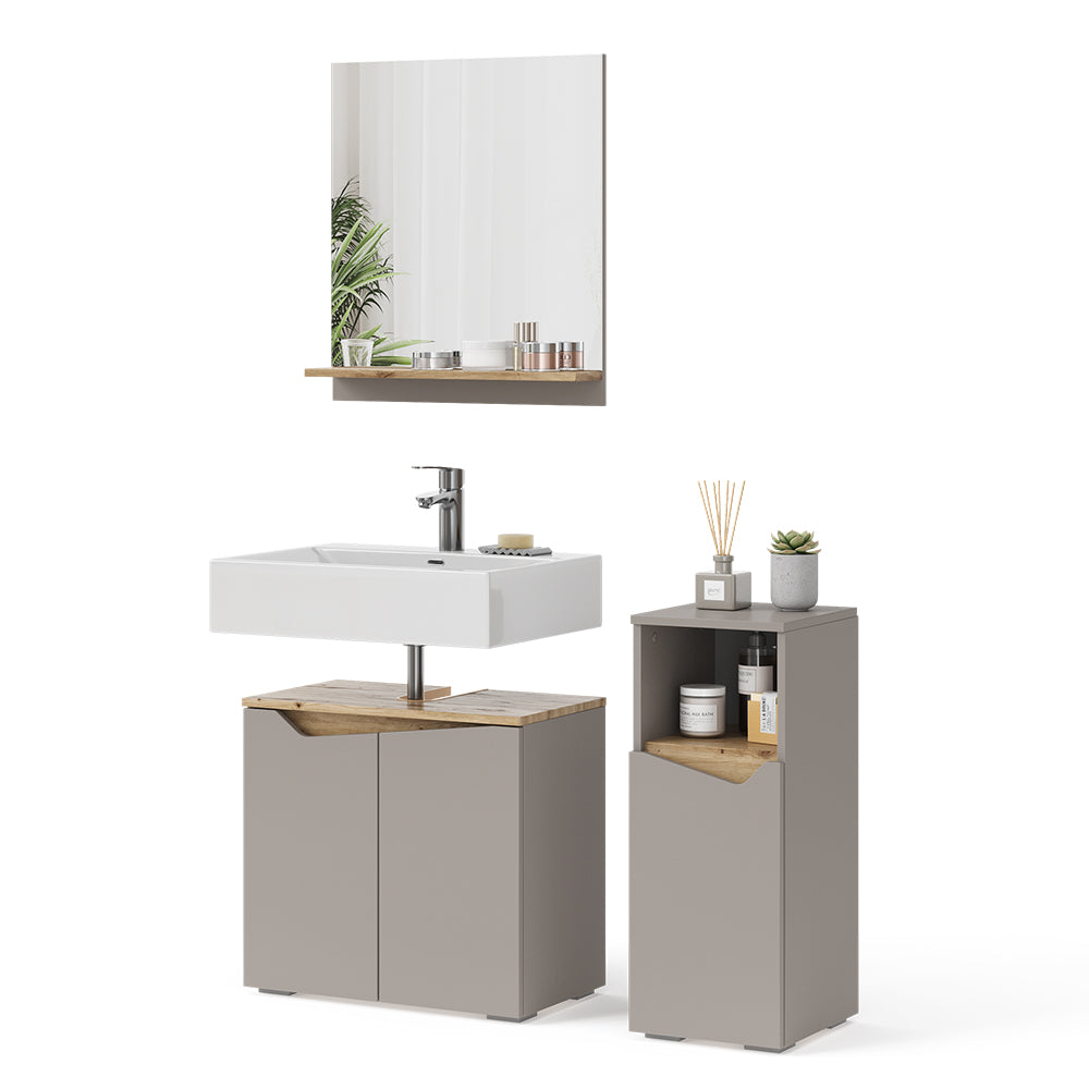 Vicco Mobiletto Grigio 3 pezzi, con cabinet midi