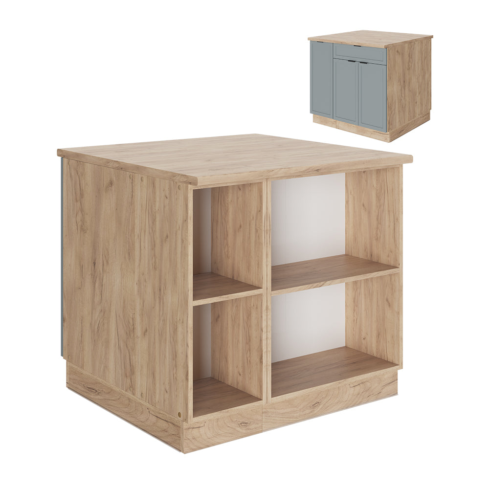 Vicco Isola cucina Blu-grigio chiaro 90 cm con cassetto, senza piano di lavoro