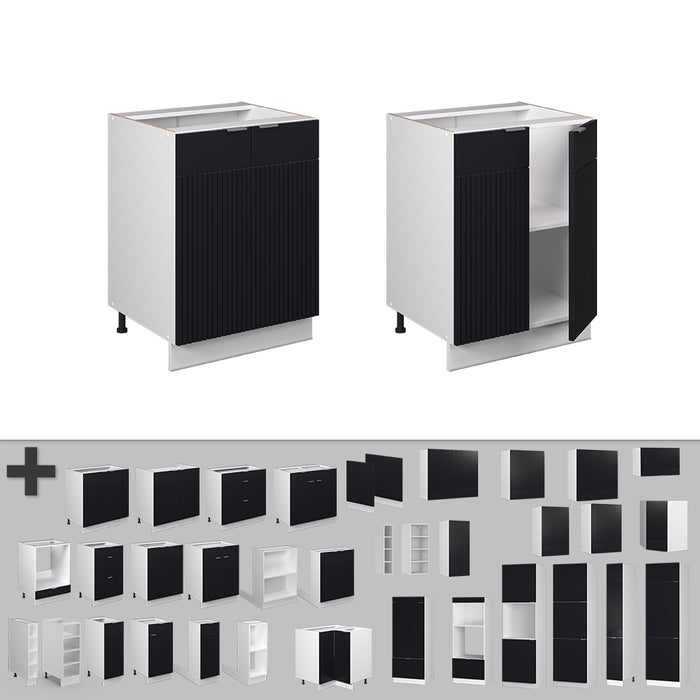 Vicco Mobiletto base cucina Nero a righe 60 cm , PL Marmo