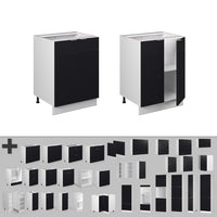 Vicco Mobiletto base cucina Nero a righe 60 cm , PL Rovere