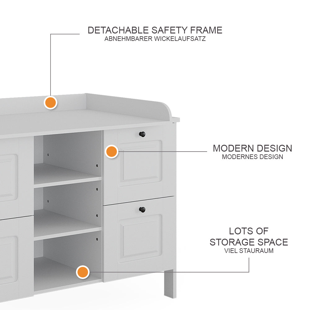 Vitalispa Fasciatoio Bianco 133 x 98.4 cm con 4 cassetti