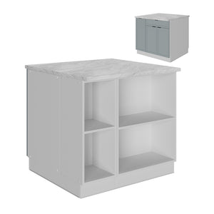 Vicco Isola cucina Blu-grigio chiaro 90 cm con cassetto, senza piano di lavoro