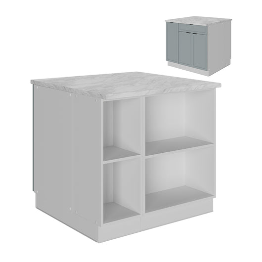 Vicco Isola cucina Blu-grigio chiaro 90 cm con cassetto, senza piano di lavoro