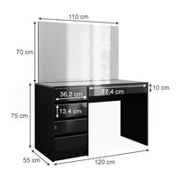 Vicco Tavolo da toilette Nero/oro 55 cm con specchio