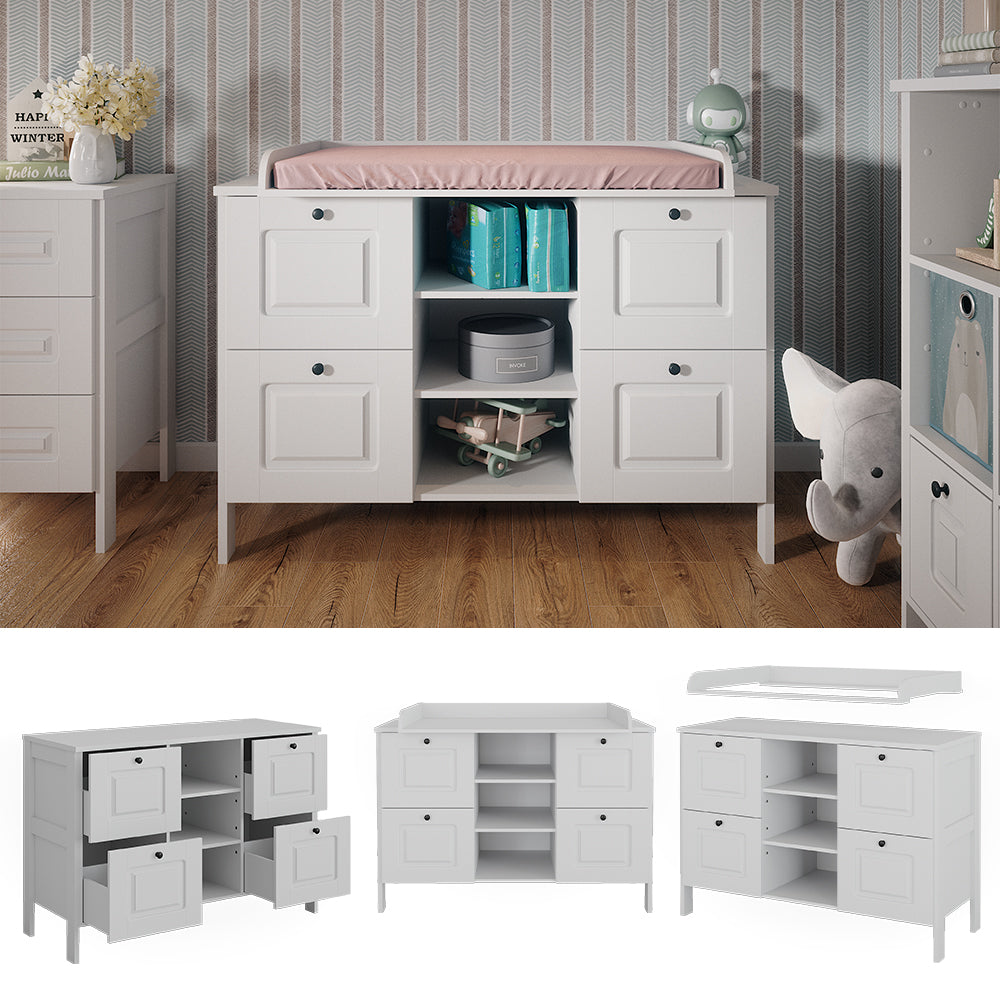 Vitalispa Fasciatoio Bianco 133 x 98.4 cm con 4 cassetti