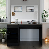 Vicco Tavolo da toilette Nero/oro 55 cm con specchio