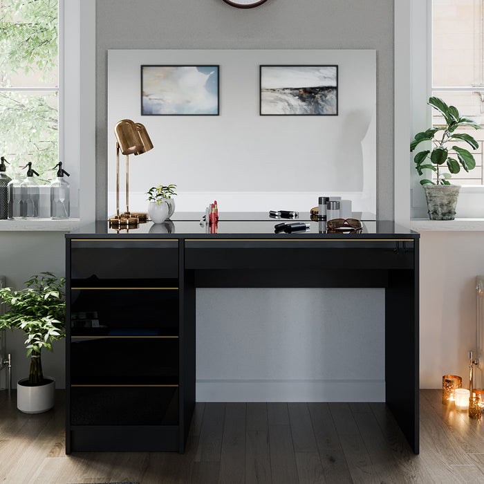 Vicco Tavolo da toilette Nero/oro 55 cm con specchio