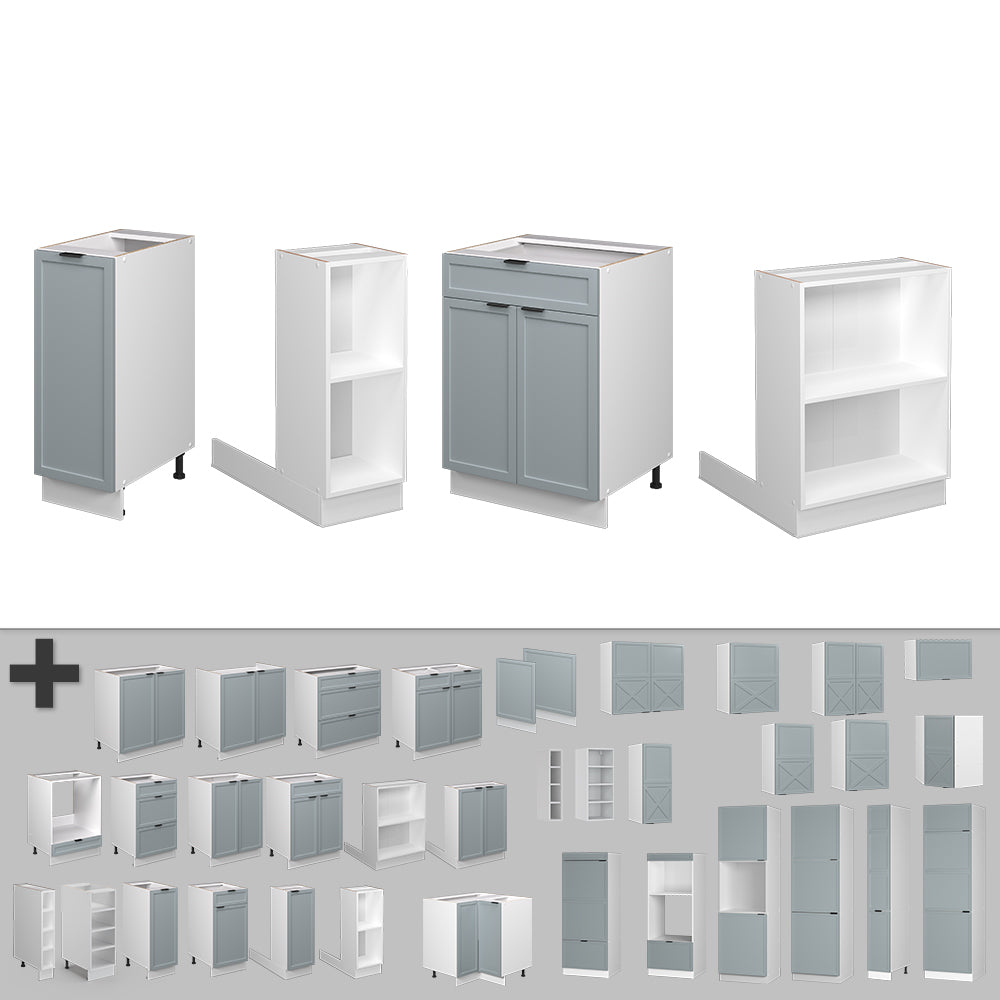 Vicco Isola cucina Blu-grigio chiaro 90 cm con cassetto, senza piano di lavoro