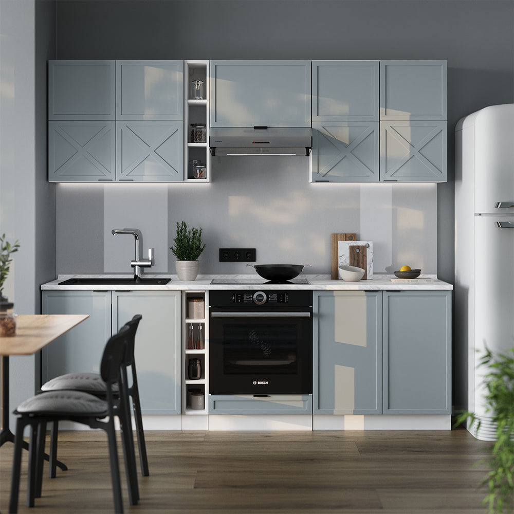 Vicco Cucina componibile Blu-grigio chiaro/bianco 235 cm , PL Rovere