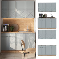 Vicco Cucina completa Rovere blu-grigio chiaro/oro 140 cm , PL Rovere