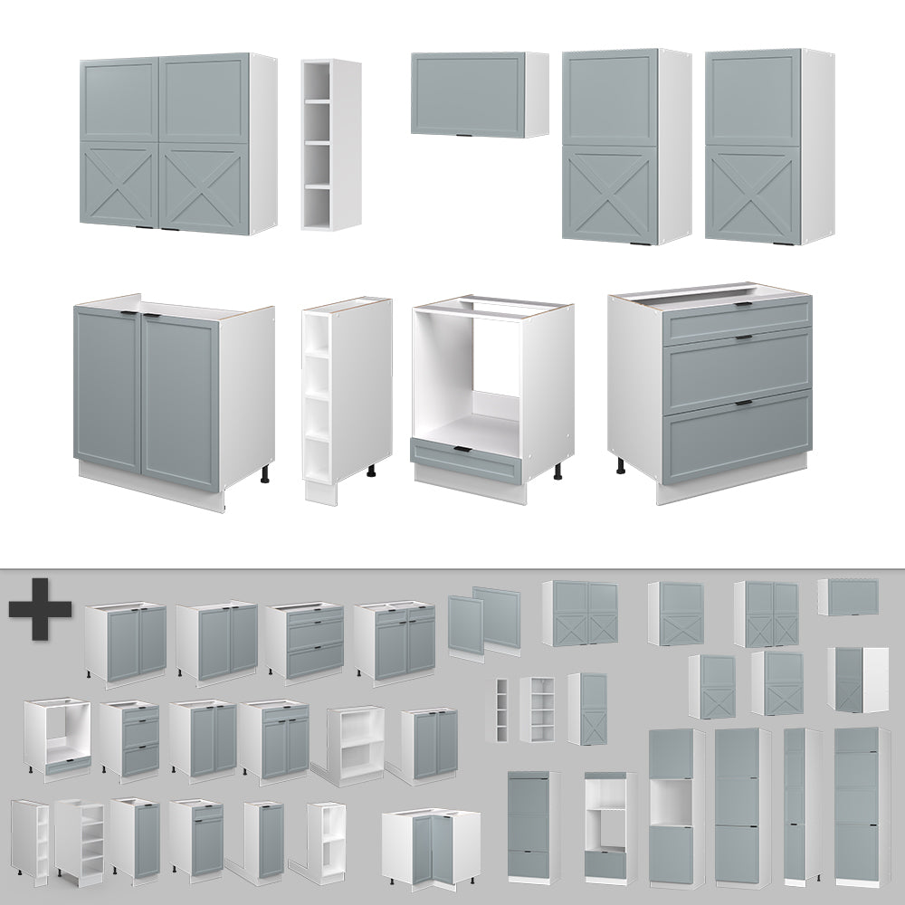 Vicco Cucina componibile Blu-grigio chiaro/bianco 235 cm , PL Antracite