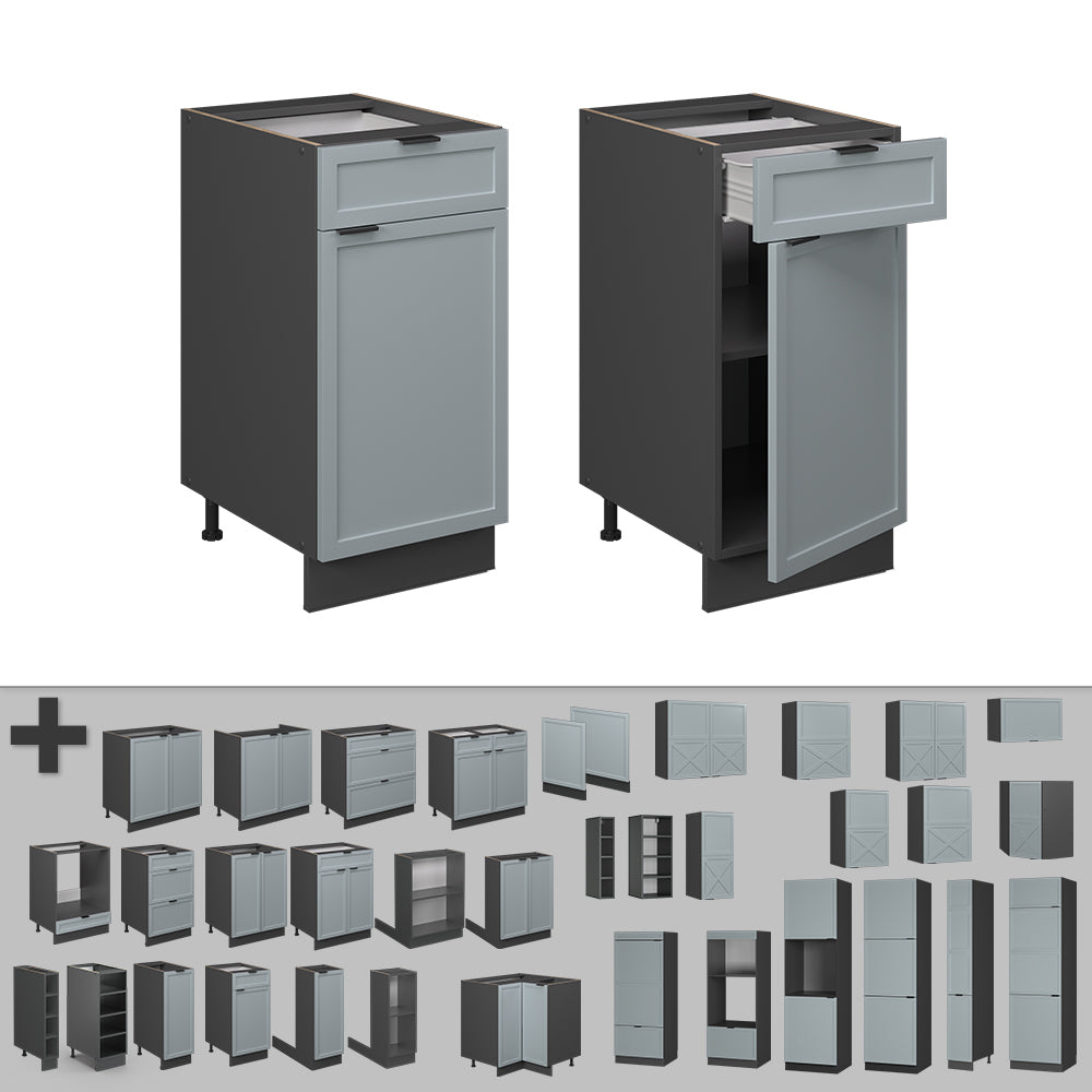 Vicco Mobiletto base per cucina Blu-grigio chiaro 40 cm , PL Rovere