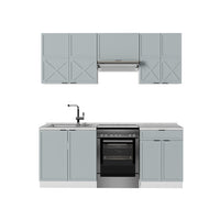 Vicco Cucina componibile Blu-grigio chiaro/bianco 200 cm , PL Marmo