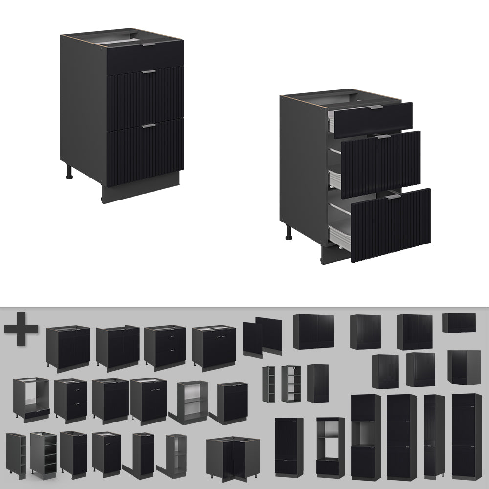 Vicco Mobiletto base per cucina Nero a righe 50 cm , PL Antracite