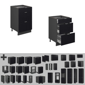 Vicco Mobiletto base per cucina Nero a righe 50 cm , PL Antracite