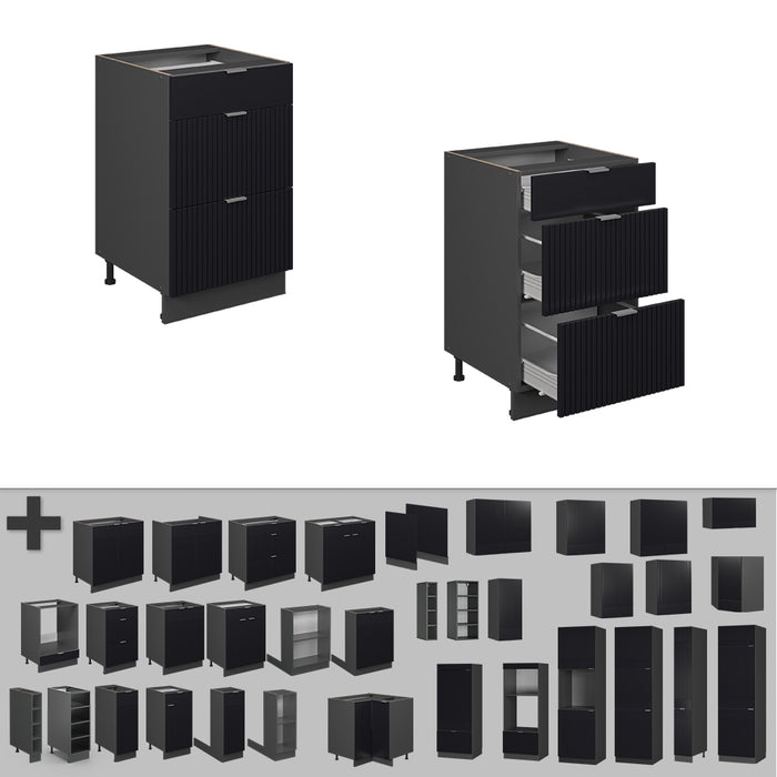 Vicco Mobiletto base per cucina Nero a righe 50 cm , PL Antracite