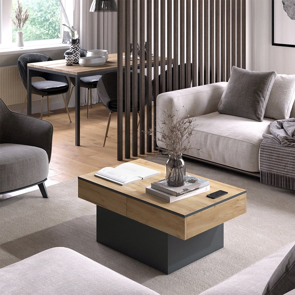 Vicco Tavolino Antracite/quercia dorata 95 x 58 cm Estensibile