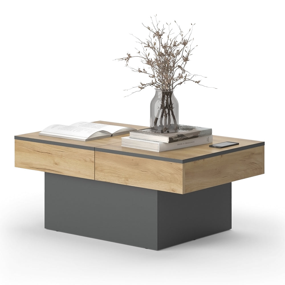 Vicco Tavolino Antracite/quercia dorata 95 x 58 cm Estensibile