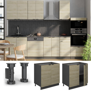 Vicco Mobile lavello cucina Pannello in quercia 80 cm con ripiano, PL Rovere