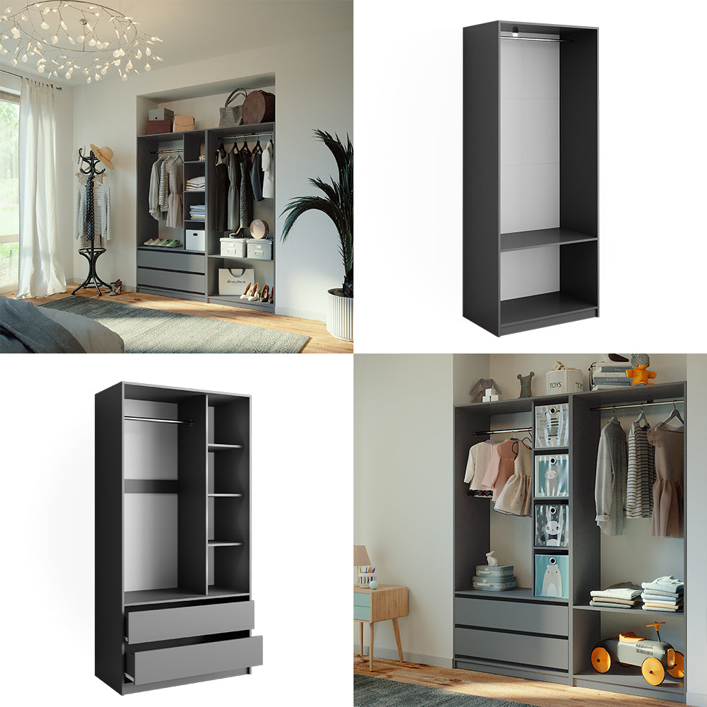 Vicco Armadio Antracite 100 x 200 cm Set di 2