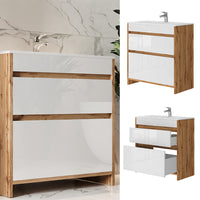 Vicco Mobiletto per lavabo Quercia dorata 2 parti, mobile base 80 cm