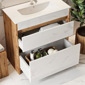 Vicco Mobiletto per lavabo Quercia dorata 2 parti, mobile base 80 cm