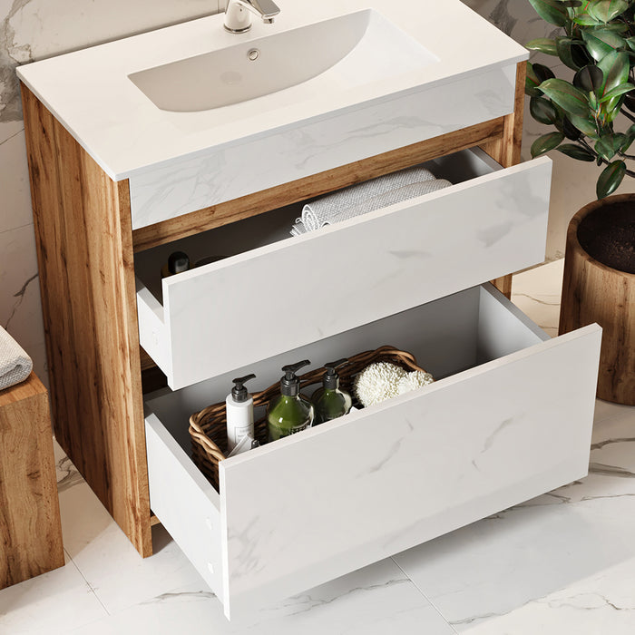 Vicco Mobiletto per lavabo Quercia dorata 2 parti, mobile base 80 cm