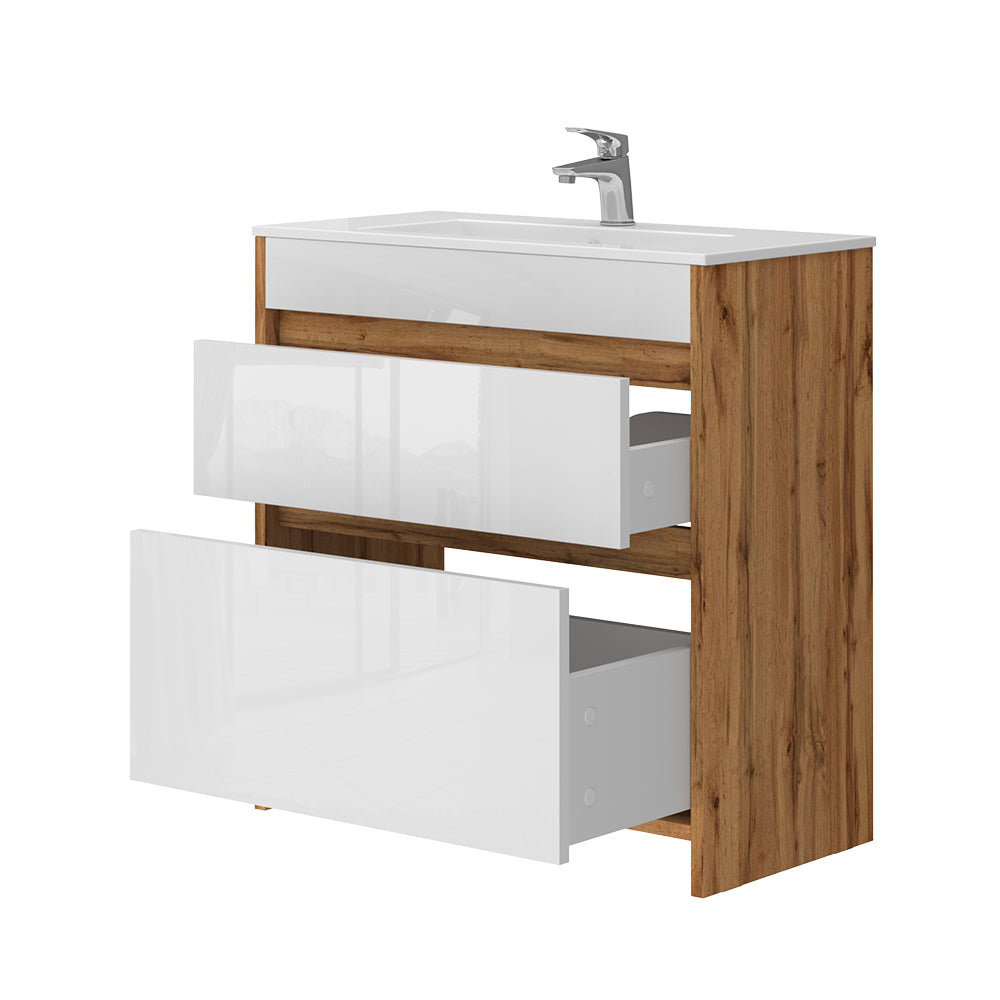 Vicco Mobiletto per lavabo Quercia dorata 2 parti, mobile base 80 cm