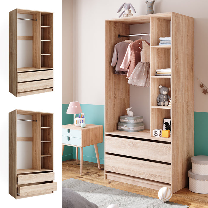 Vicco Armadio per bambini Sonoma 100 x 200 cm con 2 cassetti