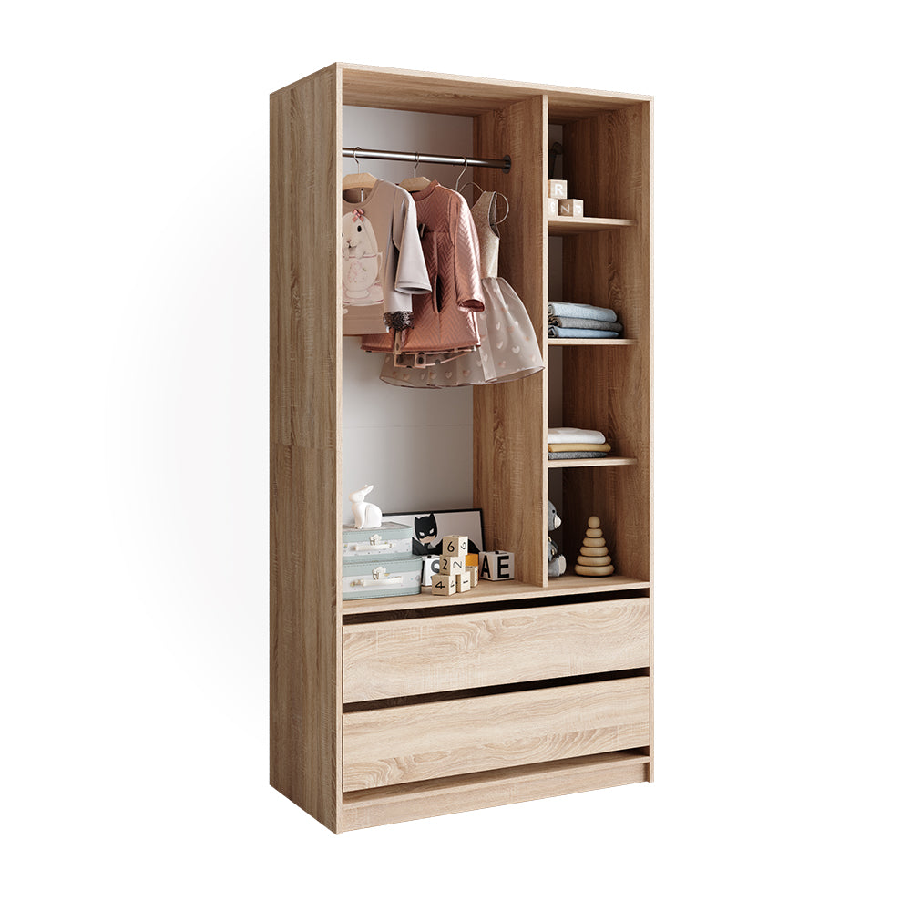 Vicco Armadio per bambini Sonoma 100 x 200 cm con 2 cassetti