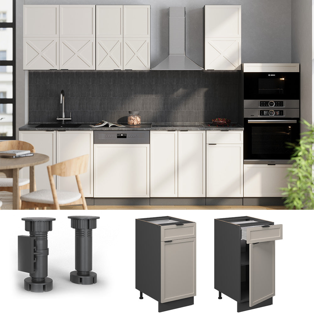 Vicco Mobiletto base per cucina GrigioBeige 40 cm , PL Marmo