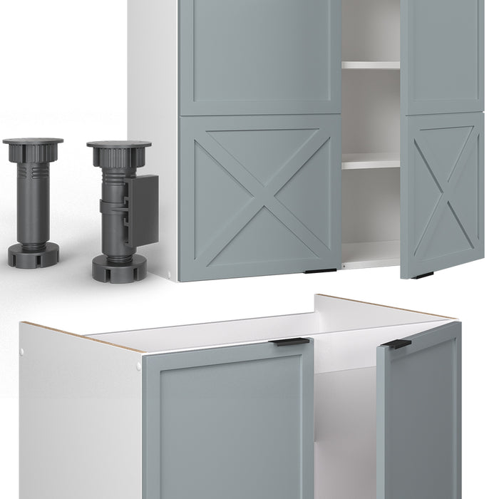 Vicco Cucina componibile Blu-grigio chiaro/bianco 240 cm , PL Marmo