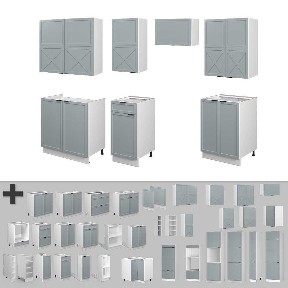 Vicco Cucina componibile Blu-grigio chiaro/bianco 240 cm , PL Antracite