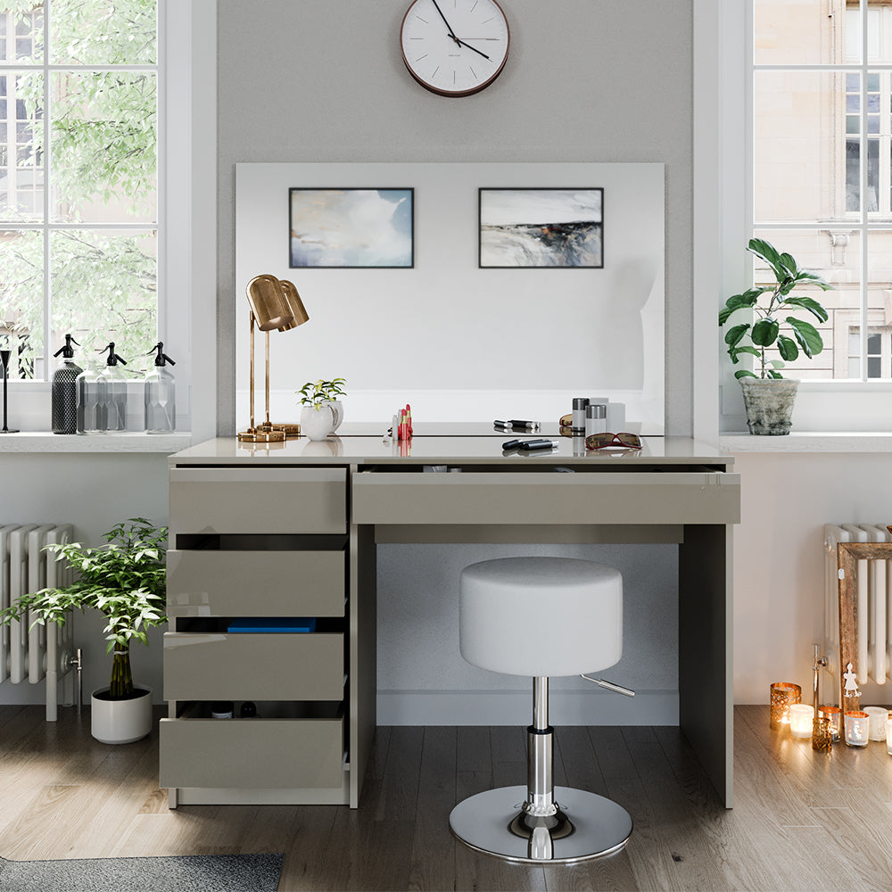 Vicco Tavolino da toilette Grigio 55 cm con specchio LED e sgabello