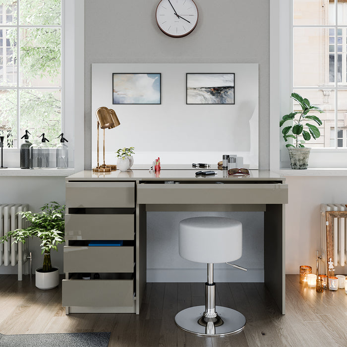 Vicco Tavolino da toilette Grigio 55 cm con specchio LED e sgabello