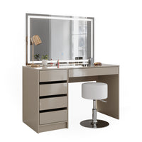 Vicco Tavolino da toilette Grigio 55 cm con specchio LED e sgabello