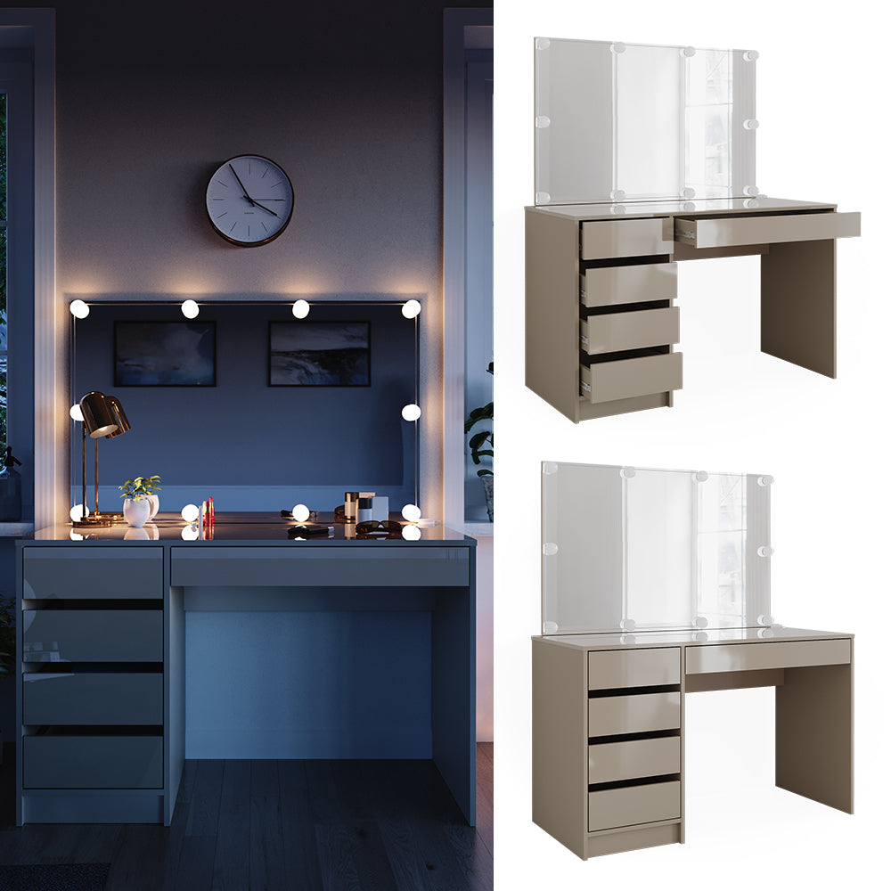 Vicco Tavolino da toilette Grigio 55 cm con catena LED