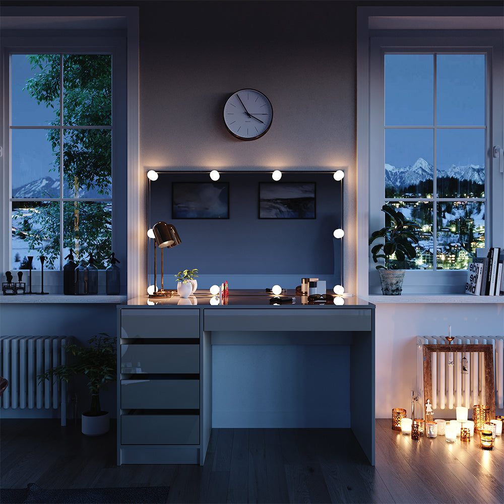 Vicco Tavolino da toilette Grigio 55 cm con catena LED