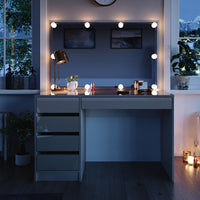 Vicco Tavolino da toilette Grigio 55 cm con catena LED