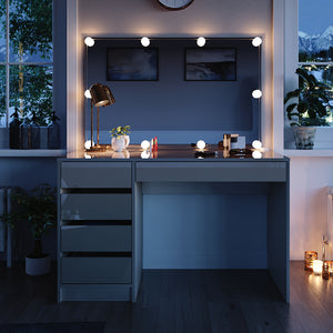 Vicco Tavolino da toilette Grigio 55 cm con catena LED