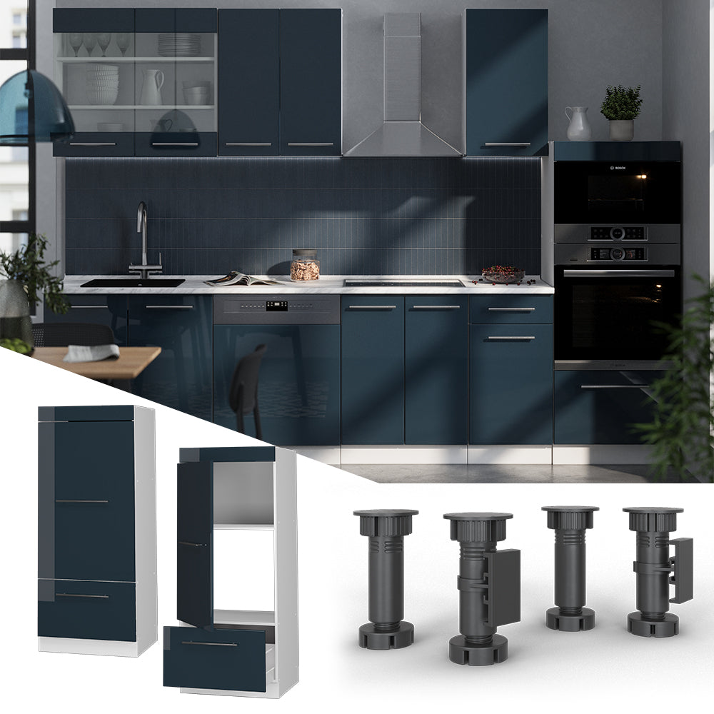 Vicco Set mobili bagno Blu scuro lucido 60 cm